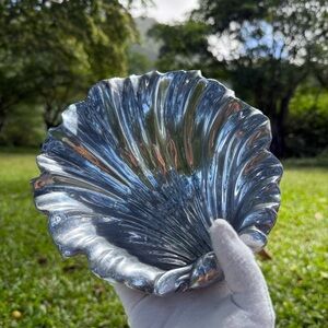 Pewter Seashell Trinket Dish Vintage Collectible Coastal Decor Made In Mexico
